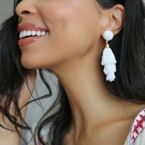 Panacea White Beaded Tassel Earrings x Rachel Zoe